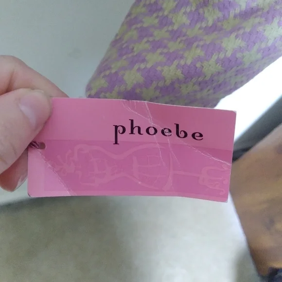 Phoebe x Kay Unger Purple and Tan Houndstooth Ruffle Trim Zip Up Blazer Size 2 - Picture 15 of 16